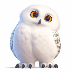Obraz premium Snowy owl on white background, illustration