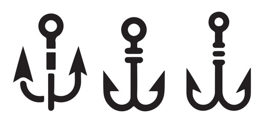 Anchor Silhouettes Vector Icon Set for Nautical Designs