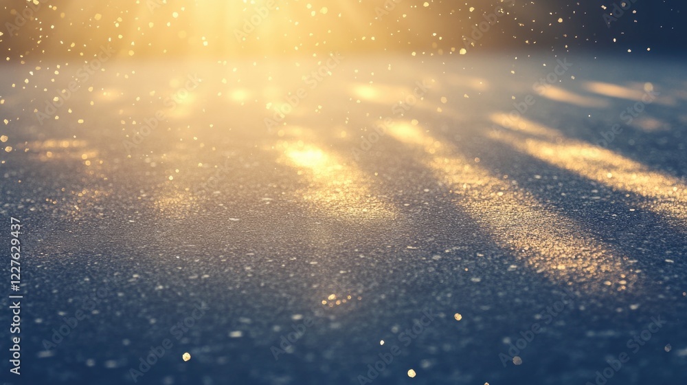 Poster sunlit asphalt road with sparkling rain droplets creating a warm and serene atmosphere in a horizont