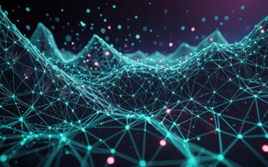 Futuristic particle mesh with a high-tech abstract background and interconnected glowing nodes