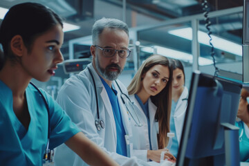Illustrated healthcare professionals discussing patient care in a cozy clinic setting.