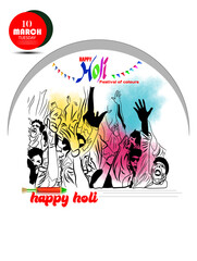 Happy Holi Background for Festival of Colors celebration vector elements for card, greeting, poster design for video.