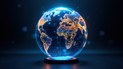 Fototapeta premium A glowing globe with a world map lit up on it, showcasing global connectivity.