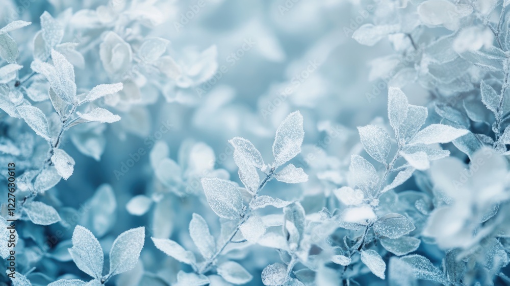 Aufkleber winter frosted leaves background for greeting cards and invitations with empty space for text in a s