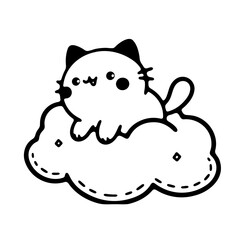 cute cat illustration for coloring books