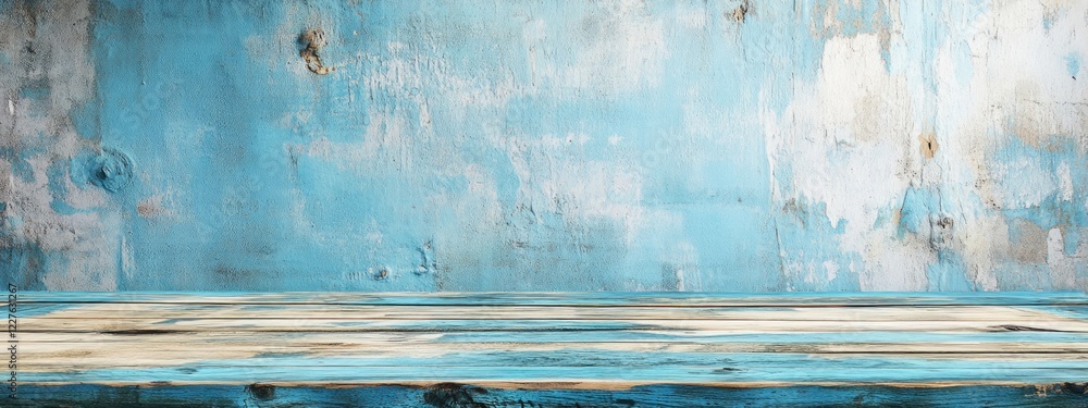Poster white and blue weathered wooden background ideal for product display festive occasions or minimalist