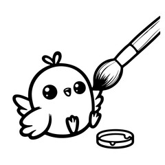 cute chicken drawing illustration for coloring books