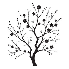 Obraz premium Artistic Silhouette of a Flowering Plum Branch