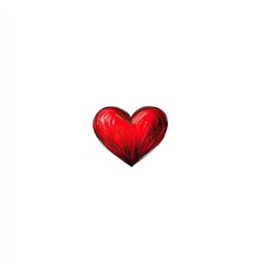 Fototapeta premium Vibrant Hand-Drawn Red Heart Symbol Isolated on White Background for Love and Affection Concepts