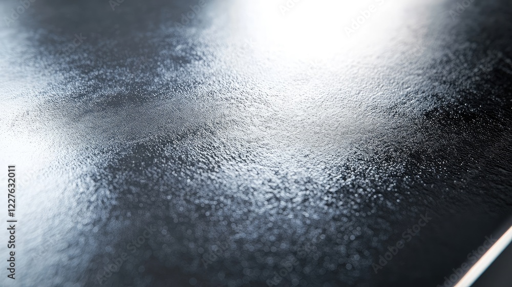 Poster close-up macro view of smooth galvanized metal surface with reflective texture and subtle details