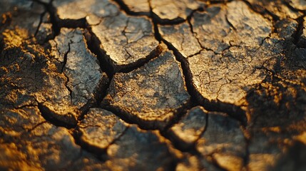 Detailed macro shot of cracked brown tree stump showcasing intricate textures and natural patterns in dried wood surface from high angle view