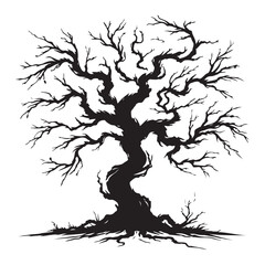 Intricate Silhouette of a Crooked, Dead Tree