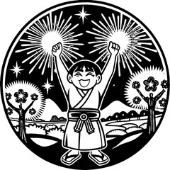 illustration of Japanese winning style silhouette vector