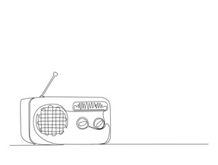 Obraz premium Continuous one line drawing of retro radio player. Vintage radio player in single line draw illustration. Editable stroke.