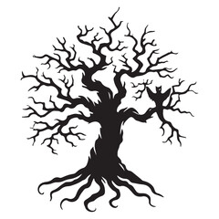Spooky Silhouette of a Barren Halloween Tree