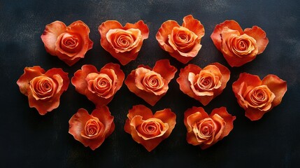 Naklejka premium Heart-shaped orange rose flowers arranged creatively for International Women's Day celebration and appreciation of women's contributions.