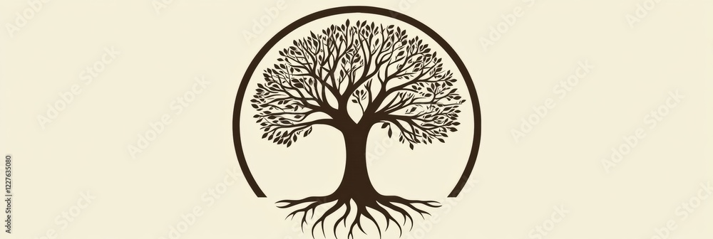 Poster Exploring the intricate design of the tree of life with visible roots emphasizing growth and connection to nature. Generative AI