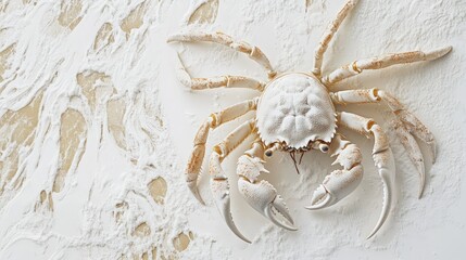 Macro Shot of Sand Crab on Neutral Background Capturing Details of Shell and Claws in Top View Flat Lay Aesthetic for Nature Photography