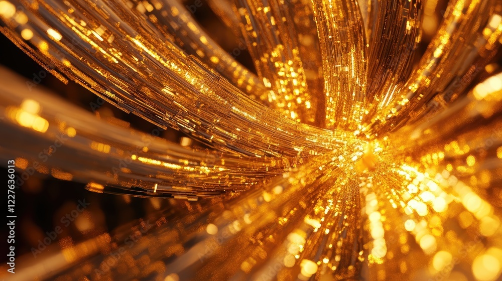 Poster macro shot of intricate golden chandelier lights blending elegance and luxury with a dazzling array 