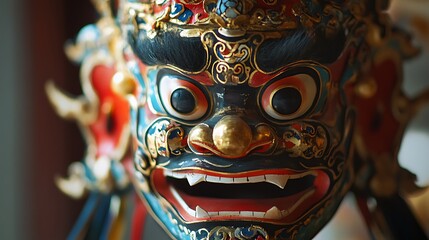 Obraz premium Ornate Asian Mask with Intricate Details and Vivid Colors