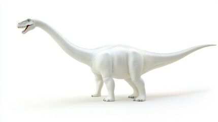 Obraz premium Majestic White Dinosaur Roaring in Dynamic Pose on Blank Background for Educational and Creative Projects