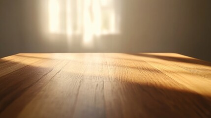 Light brown wooden table texture with soft natural lighting creating a warm and inviting atmosphere ideal for various design projects