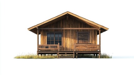 Cozy Wooden Cabin Surrounded by Grass