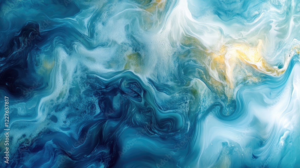 Poster abstract macro image of ocean water with smooth flowing textures and vibrant blue hues creating a se
