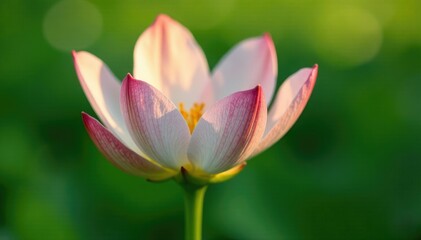 Delicate petals unfolding on a lush green stem, blossom, nature
