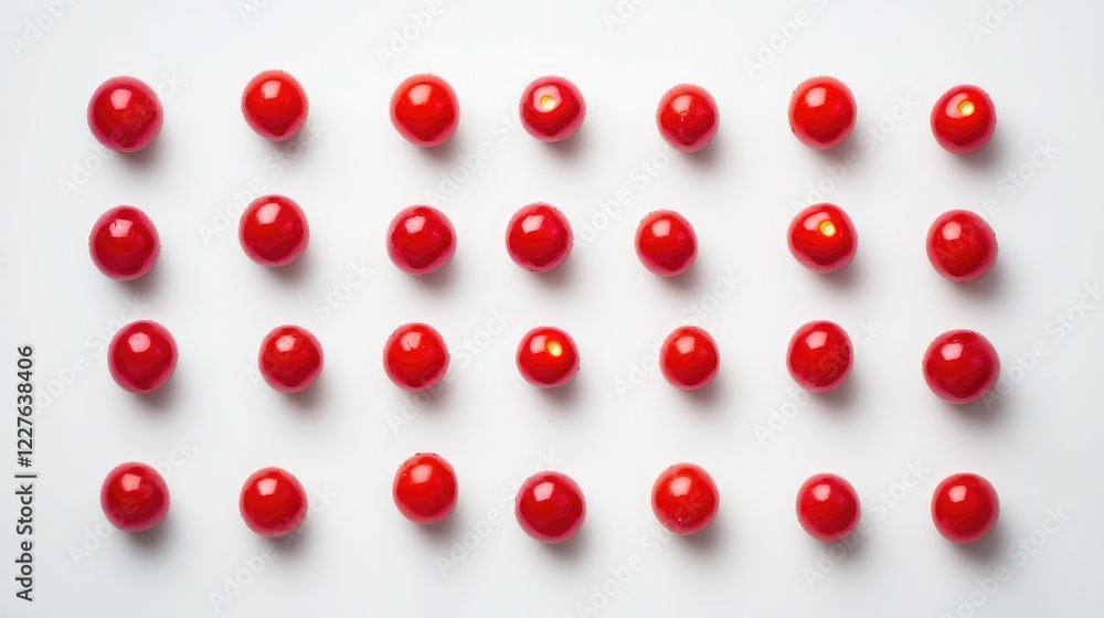 Aufkleber fresh cherry tomatoes arranged in a grid pattern showcasing vibrant colors and perfect round shapes 