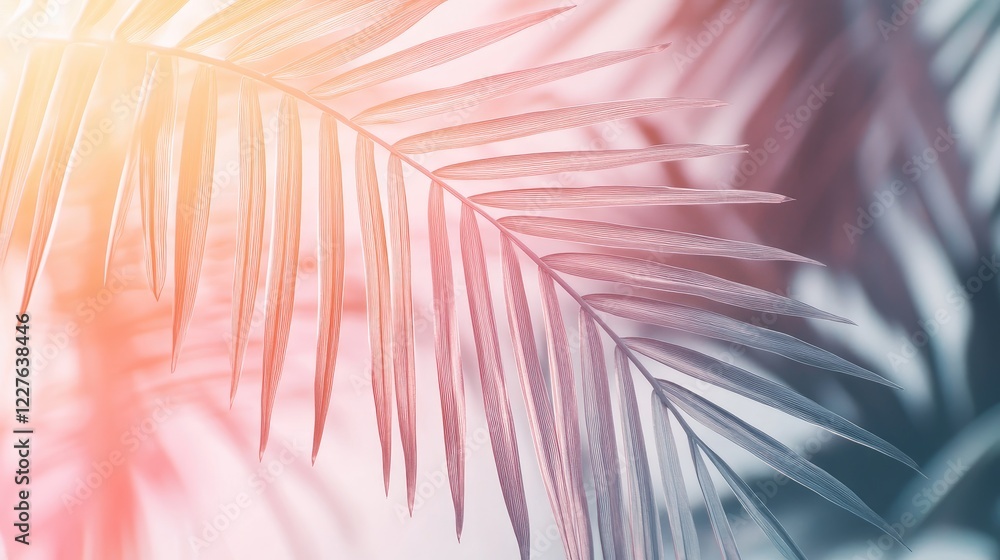 Poster delicate macro shot of palm leaf textures highlighting light transparency and nature's intricate pat