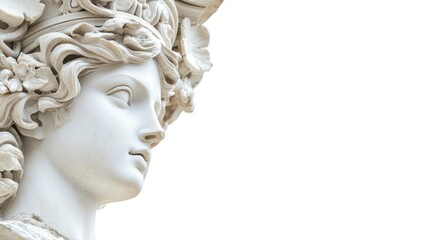 Doric Capital and Column Close Up Classical Architecture Detail with Empty Copy Space for Text in Background