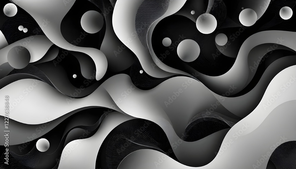 Fototapete A generative design artwork featuring a complex composition of abstract vector-generated shapes, seamlessly arranged with dynamic patterns, gradients