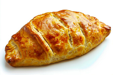 A close up of a pastry on a white surface