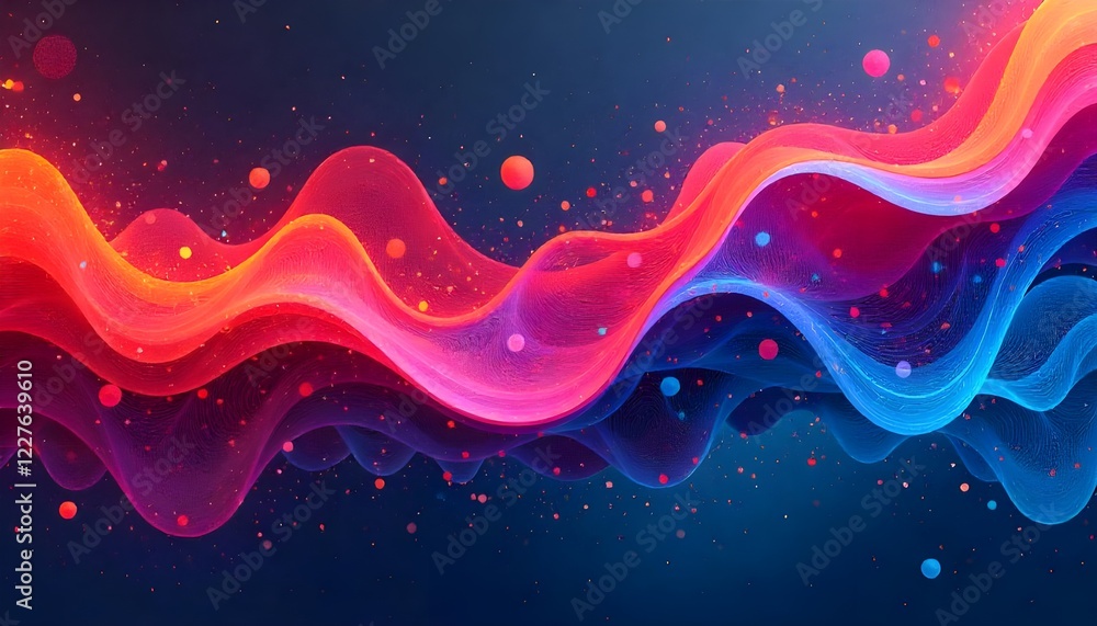 Poster A generative design artwork featuring a complex composition of abstract vector-generated shapes, seamlessly arranged with dynamic patterns, gradients