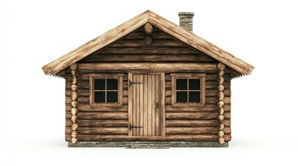 Rustic Wooden Cabin with Natural Logs and Stone Details