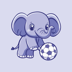 Elephant character is playing ball vector illustration 