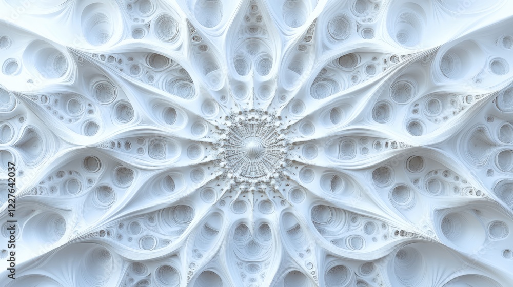 Poster elegant white kaleidoscopic background with intricate patterns for artistic and creative application