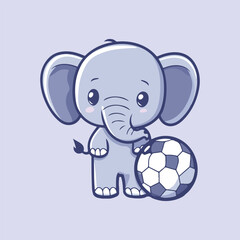 Elephant character is playing ball vector illustration 