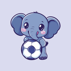 Elephant character is playing ball vector illustration 