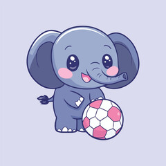Elephant character is playing ball vector illustration 
