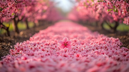Pink Blossom Pathway: A Serene Spring Scene