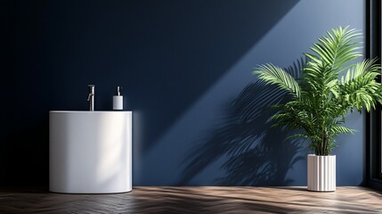 Modern Minimalist Bathroom Sink Design with Plant