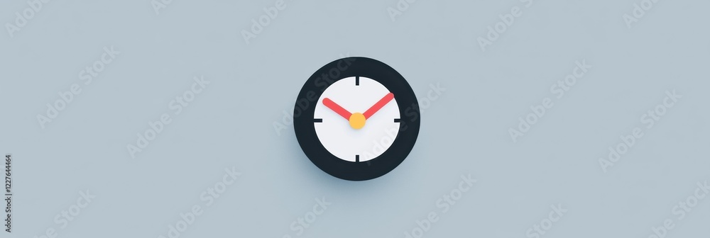 Leinwandbilder wall clock design with black outline and simplified face showing red hands on a light blue backgroun