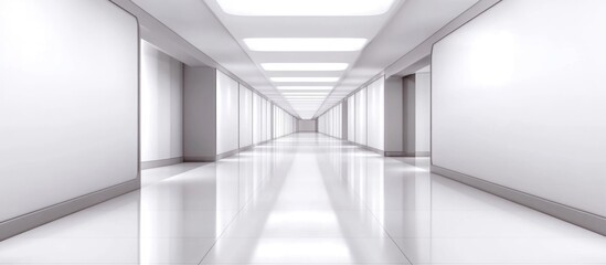 Fototapeta premium Contemporary office corridor with minimalist design and ample space for text in a bright and spacious environment