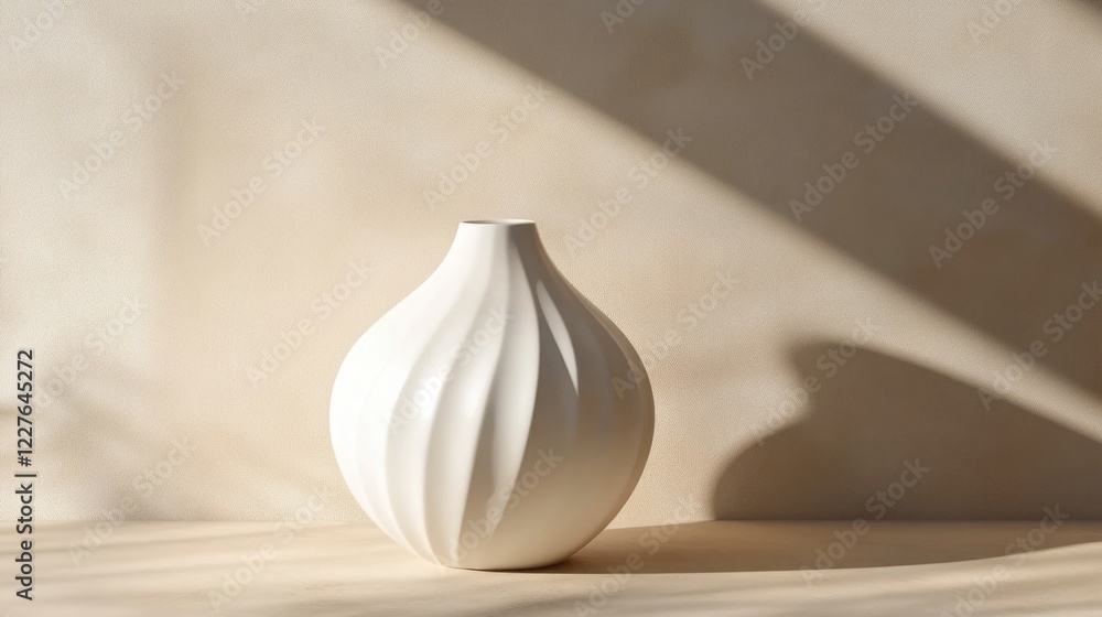 Poster elegant minimalist white vase with textured design set against a soft neutral backdrop showcasing li