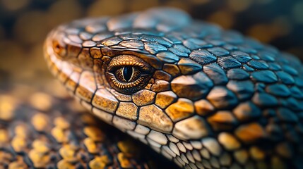 Fototapeta premium Close Up Of A Snakes Head And Scales