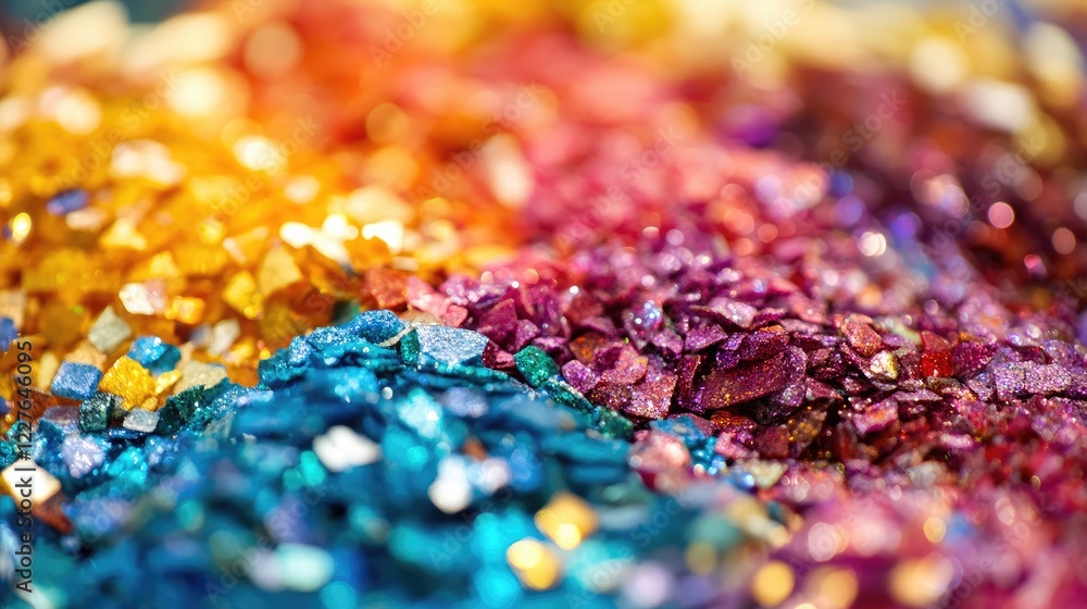 Poster vibrant macro shot showcasing an assortment of colorful pigments arranged in an artistic display of 
