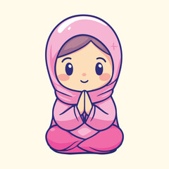 Cute Hijab Girl Praying vector illustration 