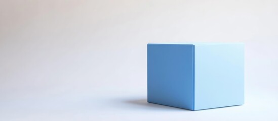 Blue cube on a white background creating space for text or design, ideal for minimalist presentations or branding concepts.